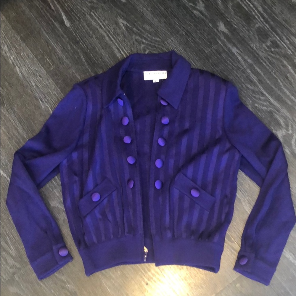 ST.JOHN Vintage  Knit Purple Blazer With Logo